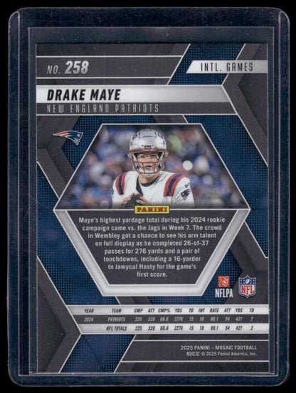 2025 Panini Mosaic Football #258 Drake Maye England Games