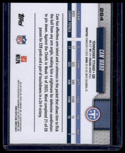 2026 Topps Flagship Football #264 Cam Ward Future Stars