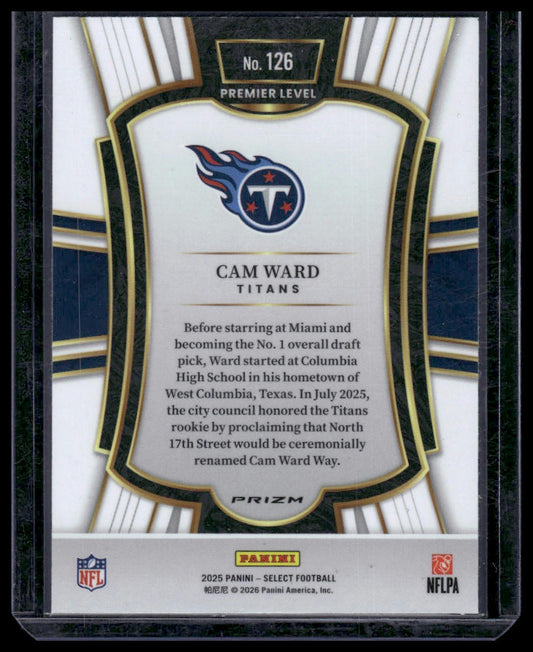 2025 Panini Select Football #126 Cam Ward Premier Level