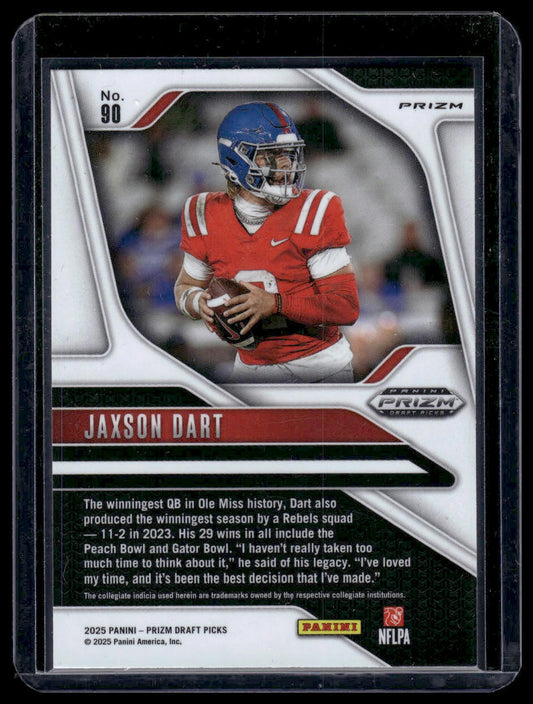 2025 Panini Prizm Draft Picks Football #90 Jaxson Dart Red Ice Prizm