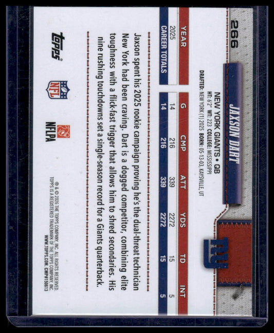 2026 Topps Football #266 Jaxson Dart Future Stars