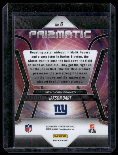 2025 Panini Prizm Football #6 Jaxson Dart Prizmatic