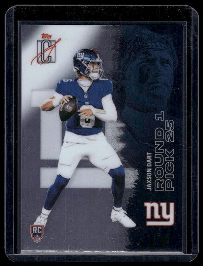 2025 Topps Signature Class Football #106 Jaxson Dart Round 1 Pick Black/Monochro