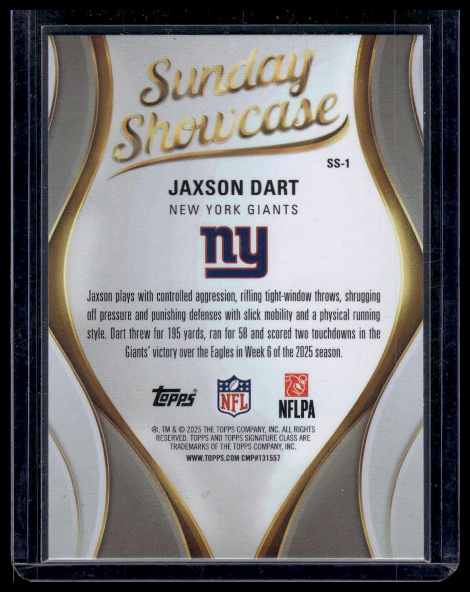 2025 Topps Signature Class Football #SS-1 Jaxson Dart Sunday Showcase