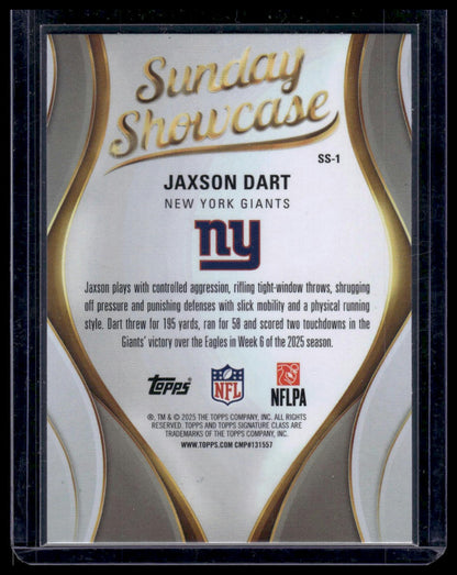 2025 Topps Signature Class Football #SS-1 Jaxson Dart Sunday Showcase