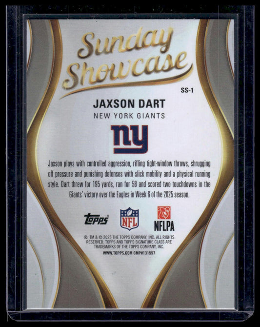 2025 Topps Signature Class Football #SS-1 Jaxson Dart Sunday Showcase