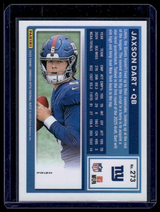 2025 Panini Donruss Optic Football #273 Jaxson Dart Rated Rookie Red Wave