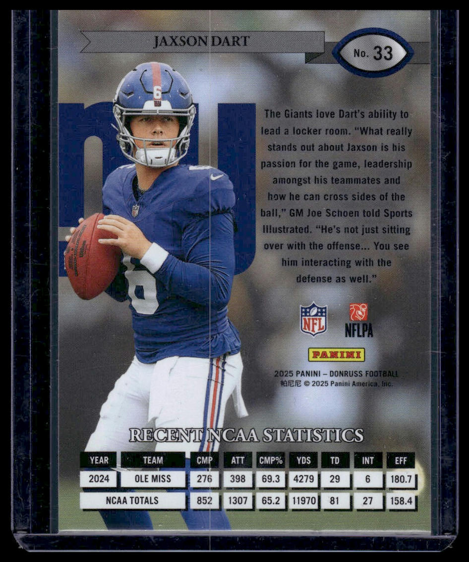 2025 Panini Donruss Football #33 Jaxson Dart