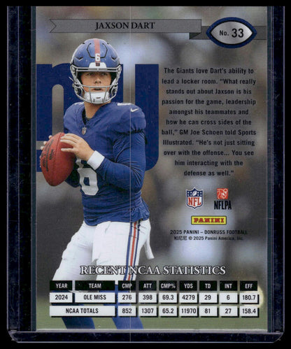 2025 Panini Donruss Football #33 Jaxson Dart