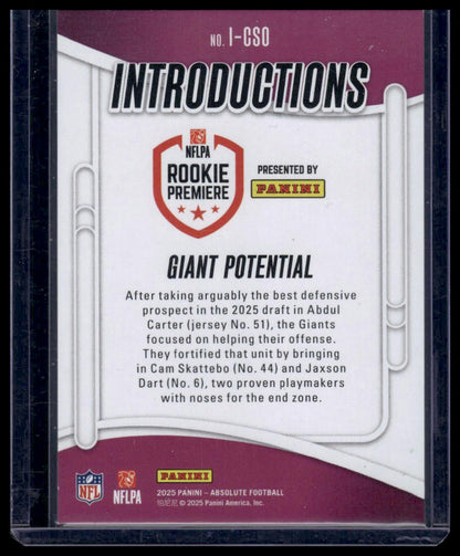 2025 Panini Absolute Football #I-CSO Jaxson Dart Introductions