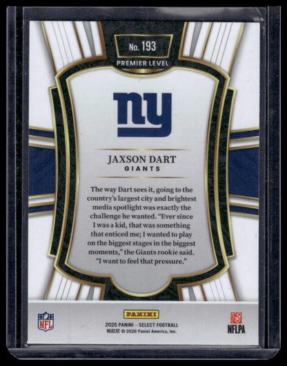 2025 Panini Select Football #193 Jaxson Dart Premier Level