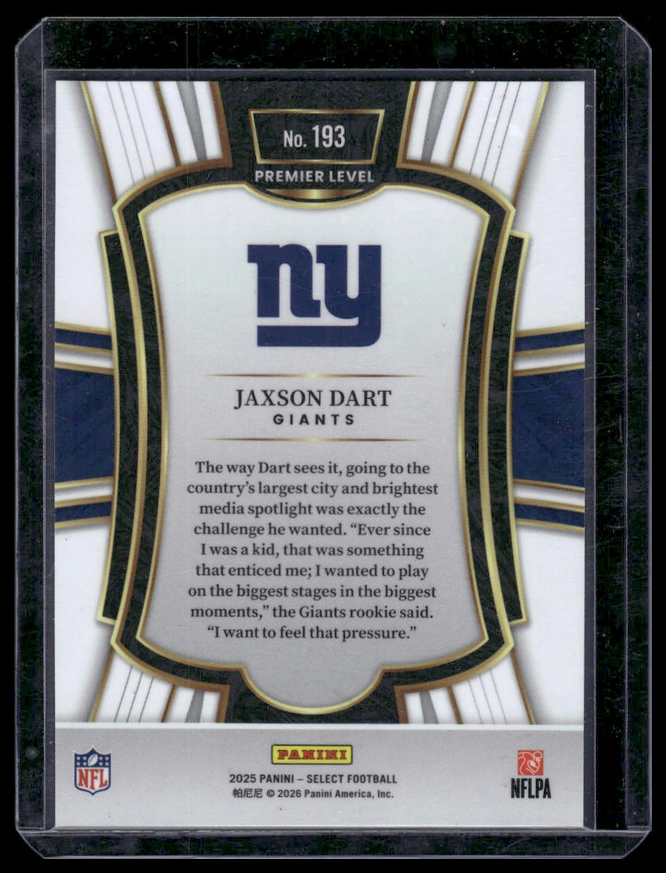 2025 Panini Select Football #193 Jaxson Dart Premier Level