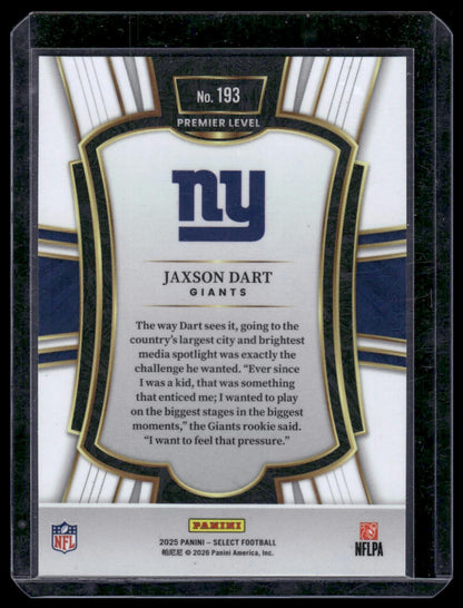 2025 Panini Select Football #193 Jaxson Dart Premier Level