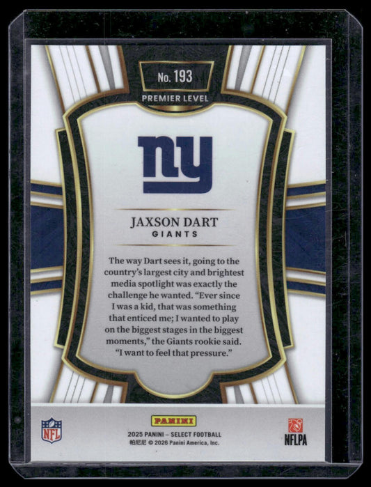 2025 Panini Select Football #193 Jaxson Dart Premier Level