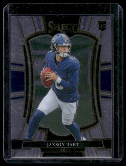 2025 Panini Select Football #193 Jaxson Dart Premier Level Red/Blue Shock Prizm