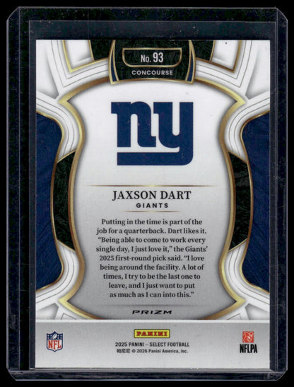 2025 Panini Select Football #93 Jaxson Dart Concourse Red/Blue Prizm