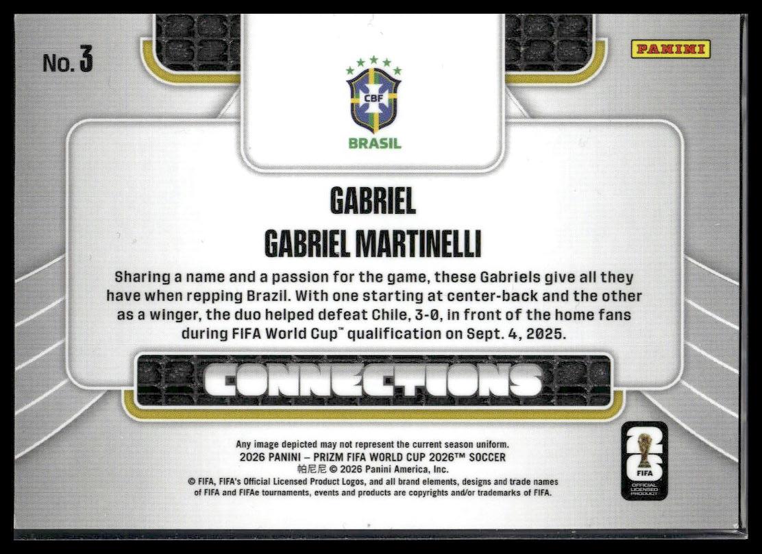 2026 Prizm FIFA World Cup #3 Gabriel / Martinelli Connections Silver Prizm