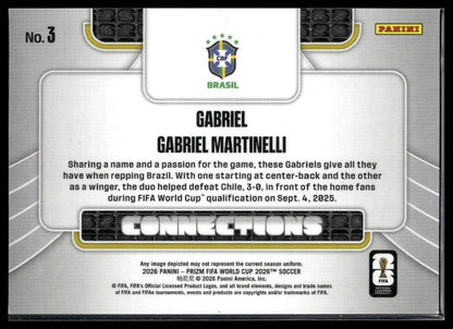 2026 Prizm FIFA World Cup #3 Gabriel / Martinelli Connections Silver Prizm