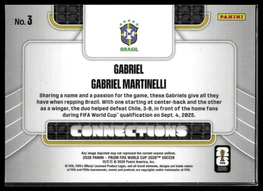 2026 Prizm FIFA World Cup #3 Gabriel / Martinelli Connections Silver Prizm