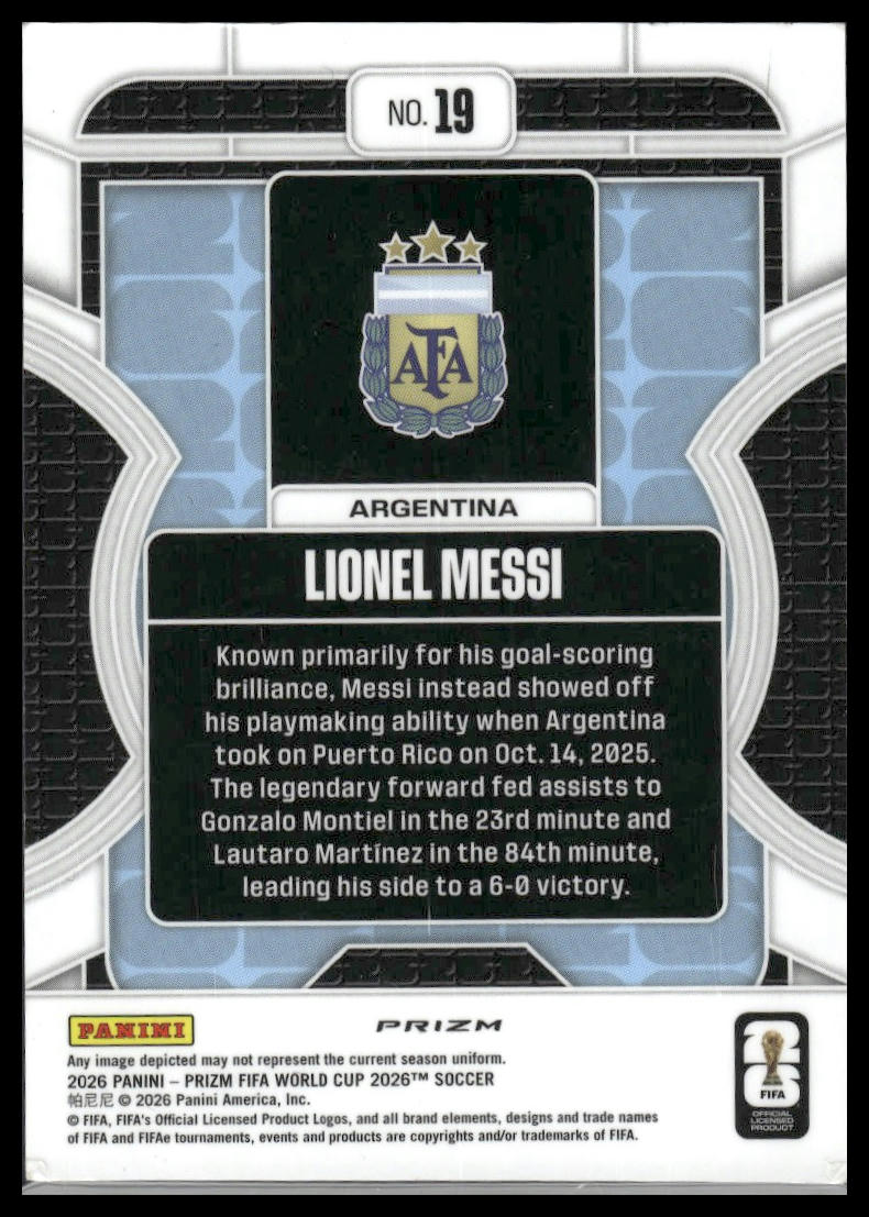2026 Panini Prizm FIFA World Cup #19 Lionel Messi Phenomenon