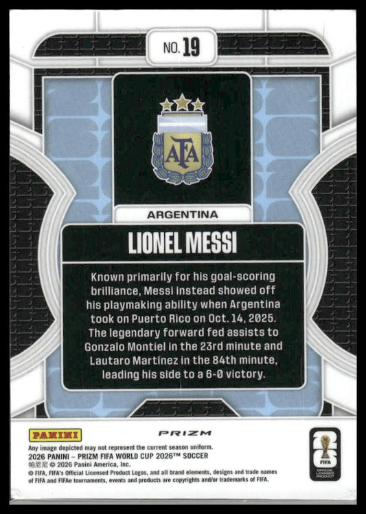 2026 Panini Prizm FIFA World Cup #19 Lionel Messi Phenomenon