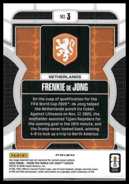 2026 Panini Prizm FIFA World Cup #3 Frenkie de Jong Phenomenon