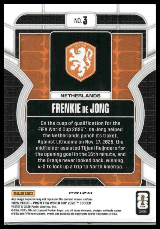 2026 Panini Prizm FIFA World Cup #3 Frenkie de Jong Phenomenon