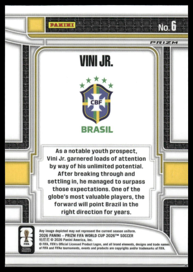 2026 Panini Prizm FIFA World Cup #6 Vini Jr. Scorers Club