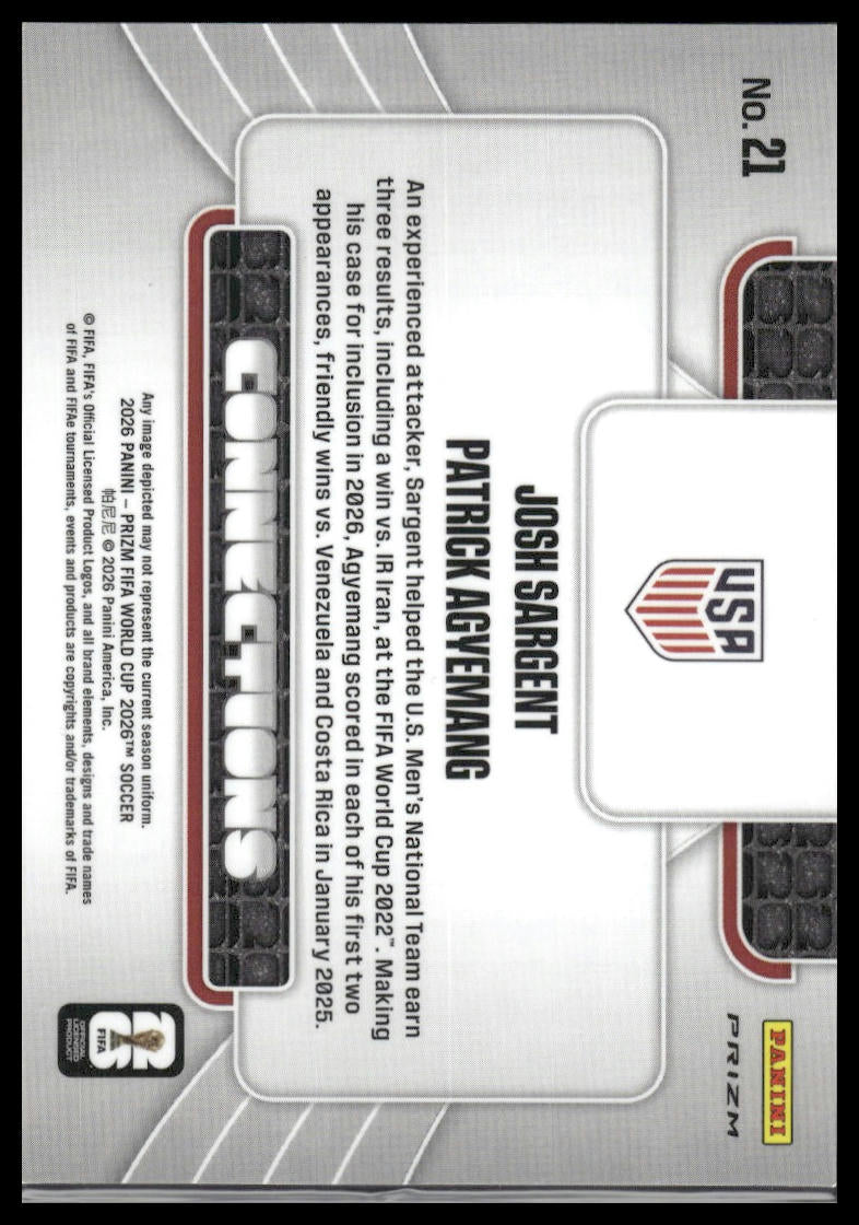 2026 Panini Prizm FIFA World Cup #21 Patrick Agyemang / Josh Sargent Connections