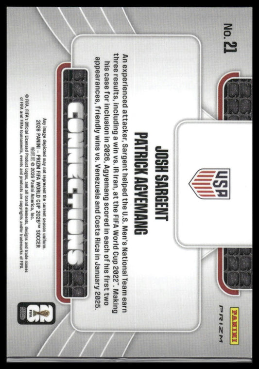 2026 Panini Prizm FIFA World Cup #21 Patrick Agyemang / Josh Sargent Connections