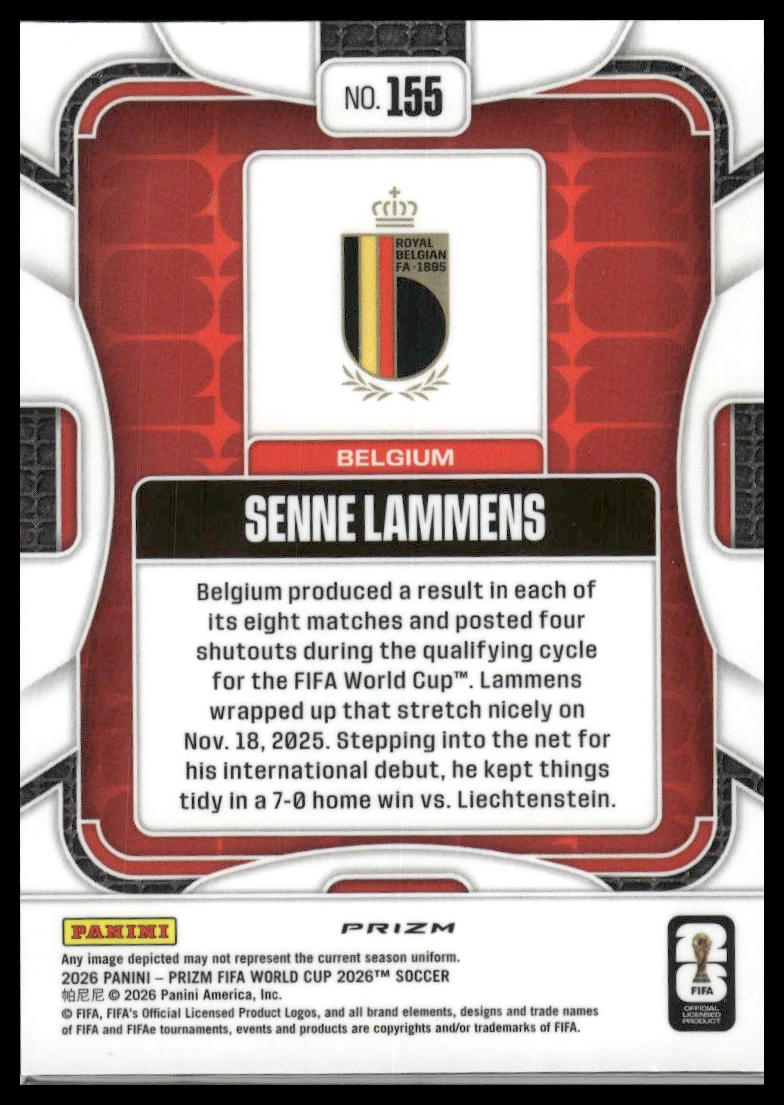 2026 Panini Prizm FIFA World Cup #155 Senne Lammens