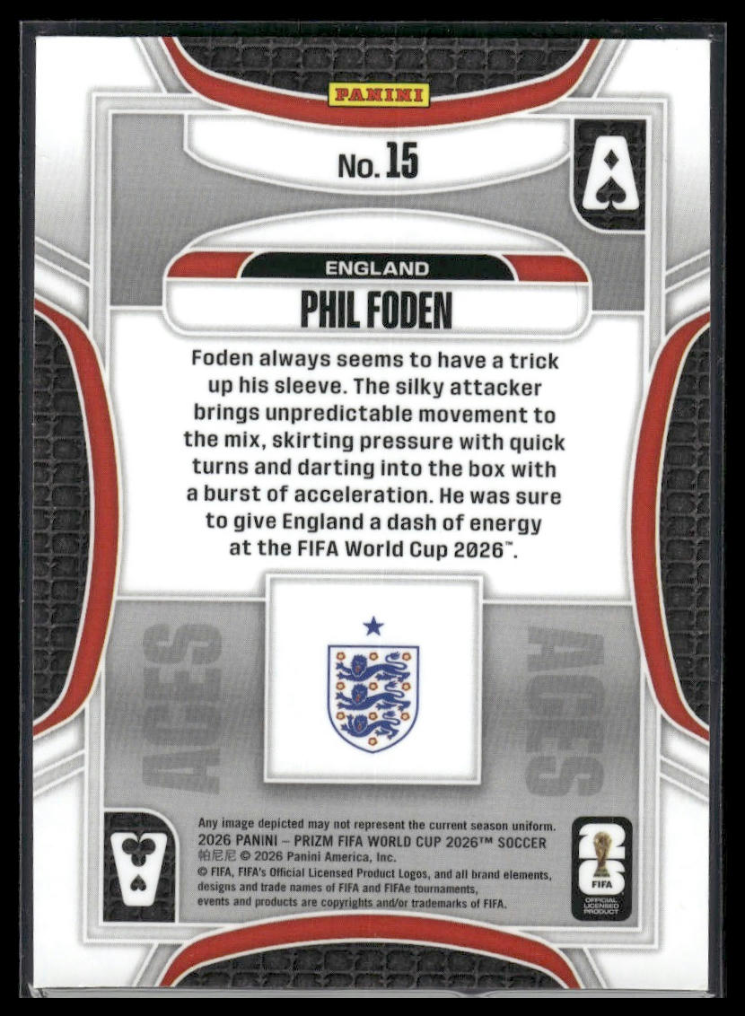 2026 Panini Prizm FIFA World Cup #15 Phil Foden Aces