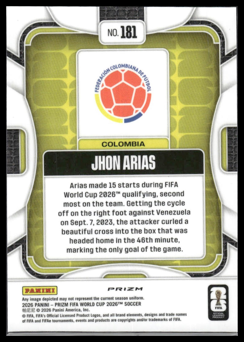 2026 Panini Prizm FIFA World Cup #181 Jhon Arias