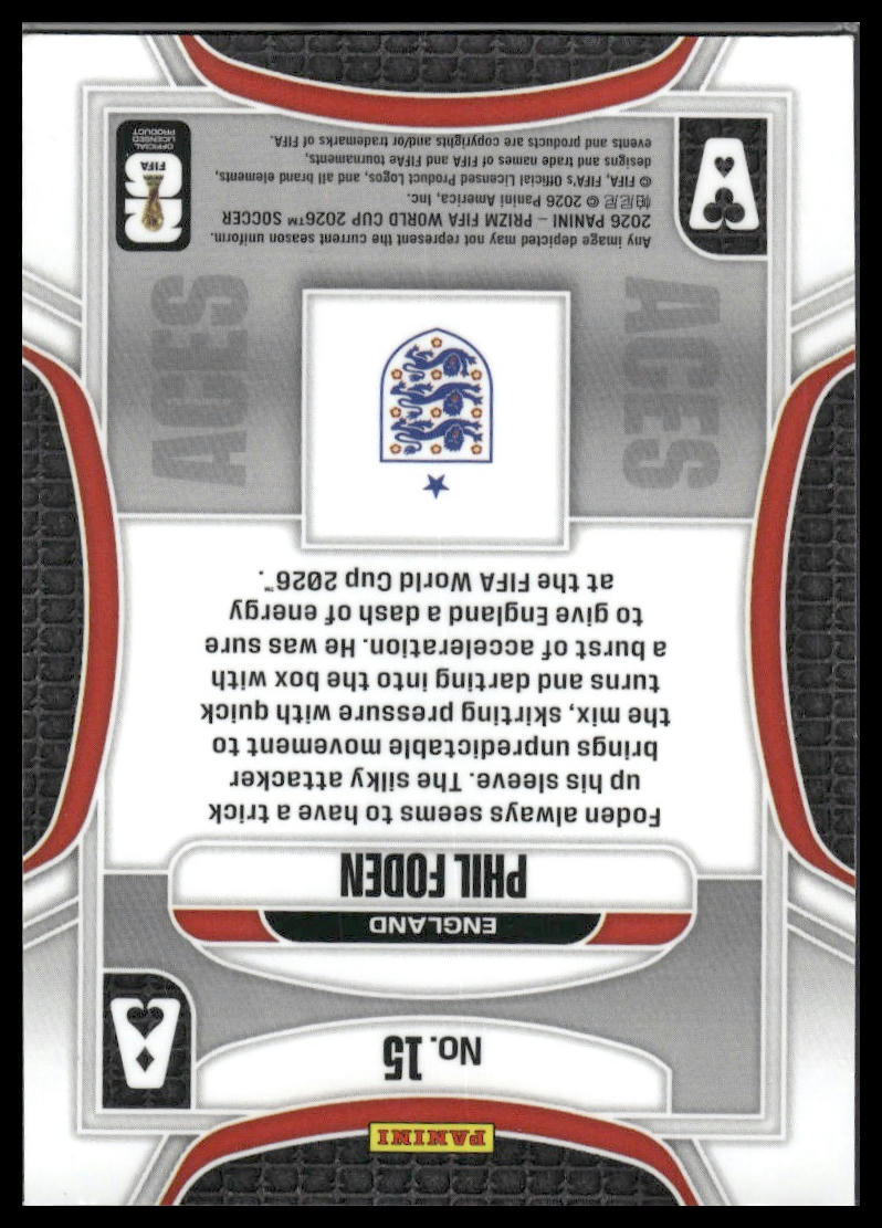 2026 Panini Prizm FIFA World Cup #15 Phil Foden Aces
