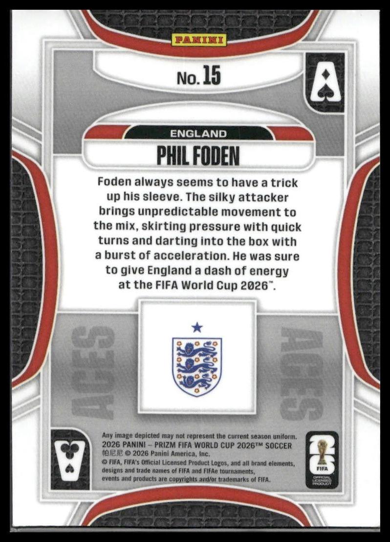 2026 Panini Prizm FIFA World Cup #15 Phil Foden Aces