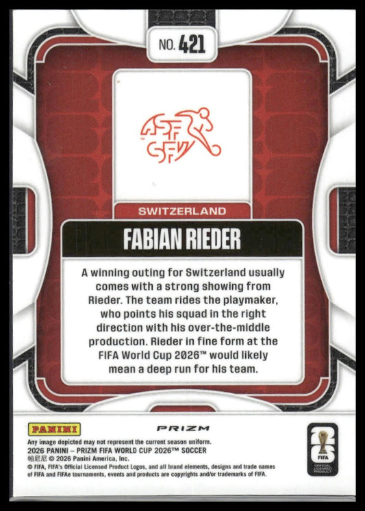 2026 Panini Prizm FIFA World Cup #421 Fabian Rieder Wave Prizm
