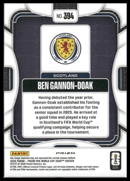 2026 Panini Prizm FIFA World Cup #394 Ben Gannon-Doak Wave Prizm