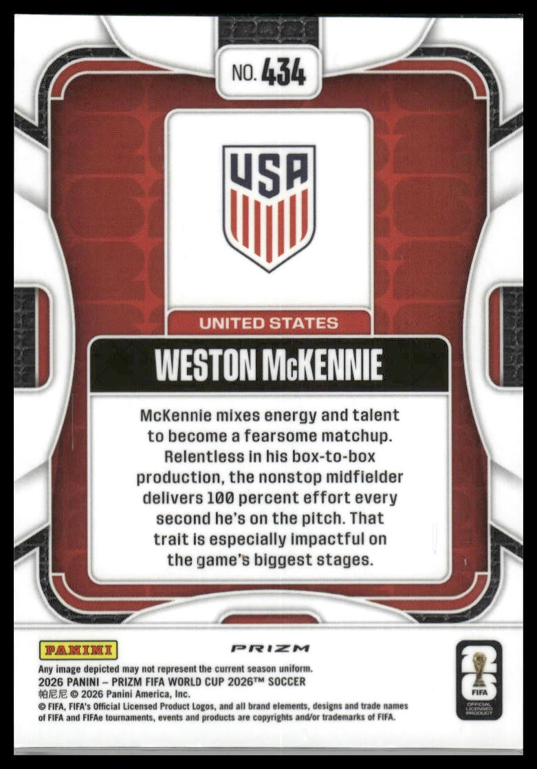 2026 Panini Prizm FIFA World Cup #434 Weston McKennie Wave Prizm