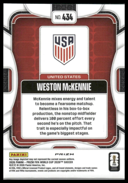 2026 Panini Prizm FIFA World Cup #434 Weston McKennie Wave Prizm