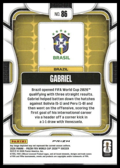 2026 Panini Prizm FIFA World Cup #86 Gabriel Magalhaes Disco Prizm