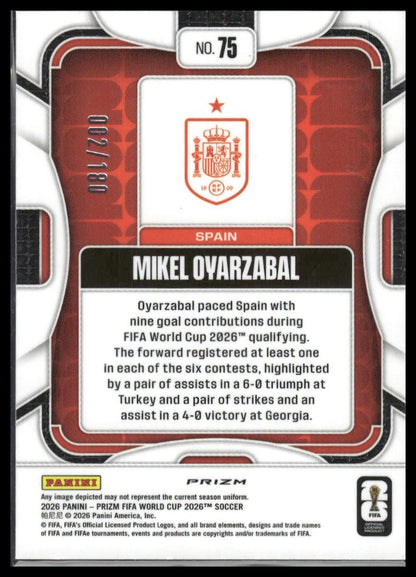 2026 Prizm FIFA World Cup #75 Mikel Oyarzabal Fluor Yellow Wave Prizm #/180