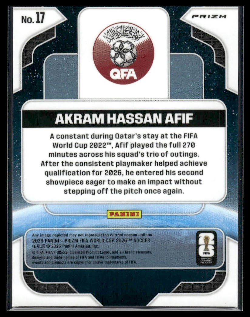 2026 Panini Prizm FIFA World Cup #17 Akram Hassan Afif Global Reach