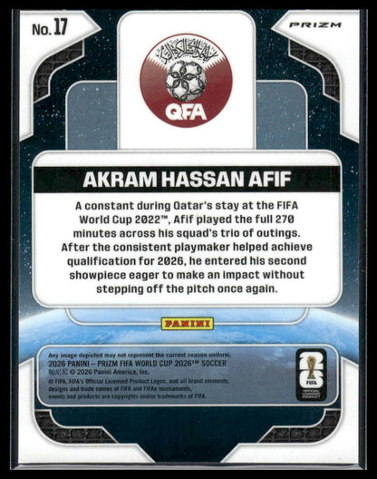 2026 Panini Prizm FIFA World Cup #17 Akram Hassan Afif Global Reach
