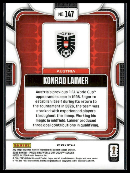 2026 Panini Prizm FIFA World Cup #147 Konrad Laimer Fast Break