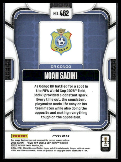 2026 Panini Prizm FIFA World Cup #462 Noah Sadiki Fast Break