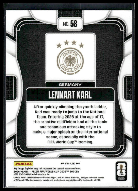 2026 Panini Prizm FIFA World Cup #58 Lennart Karl Fast Break