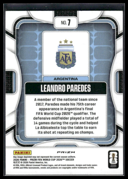 2026 Panini Prizm FIFA World Cup #7 Leandro Paredes Fast Break