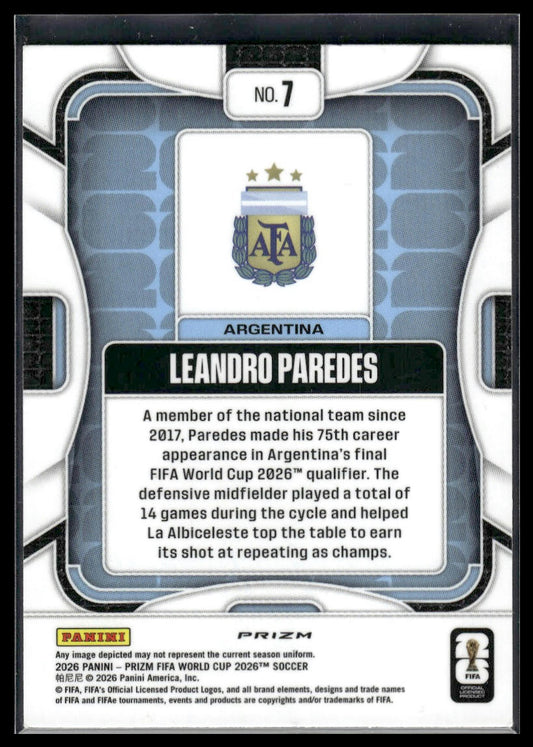 2026 Panini Prizm FIFA World Cup #7 Leandro Paredes Fast Break