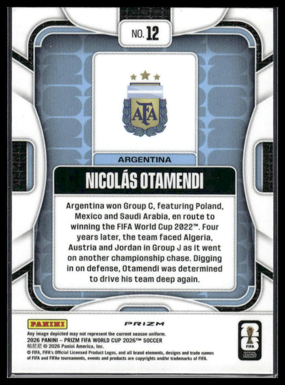 2026 Panini Prizm FIFA World Cup #12 Nicolas Otamendi Fast Break