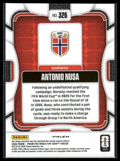 2026 Panini Prizm FIFA World Cup #326 Antonio Nusa